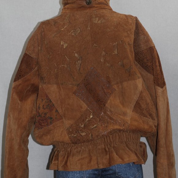 Winlit Brown Leather Bomber Coat - Picture 15 of 16